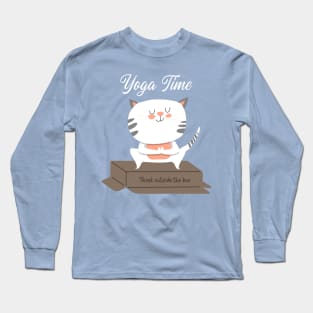 Cat / Yoga Time / Yoga Training T-shirt / Cute Cat Doing Yoga / Think Outside The Box Long Sleeve T-Shirt